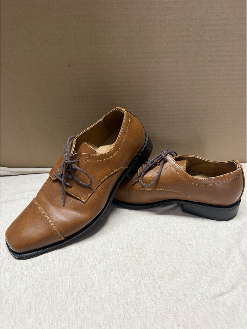 Alfani Adam Men’s Dress Shoes Brown Cap Toe Oxford Lace Up Size 10.5M